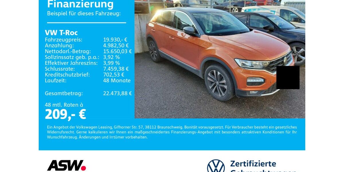 VW T-Roc 107.500 km 19.230 &euro; Neckarsulm 74172