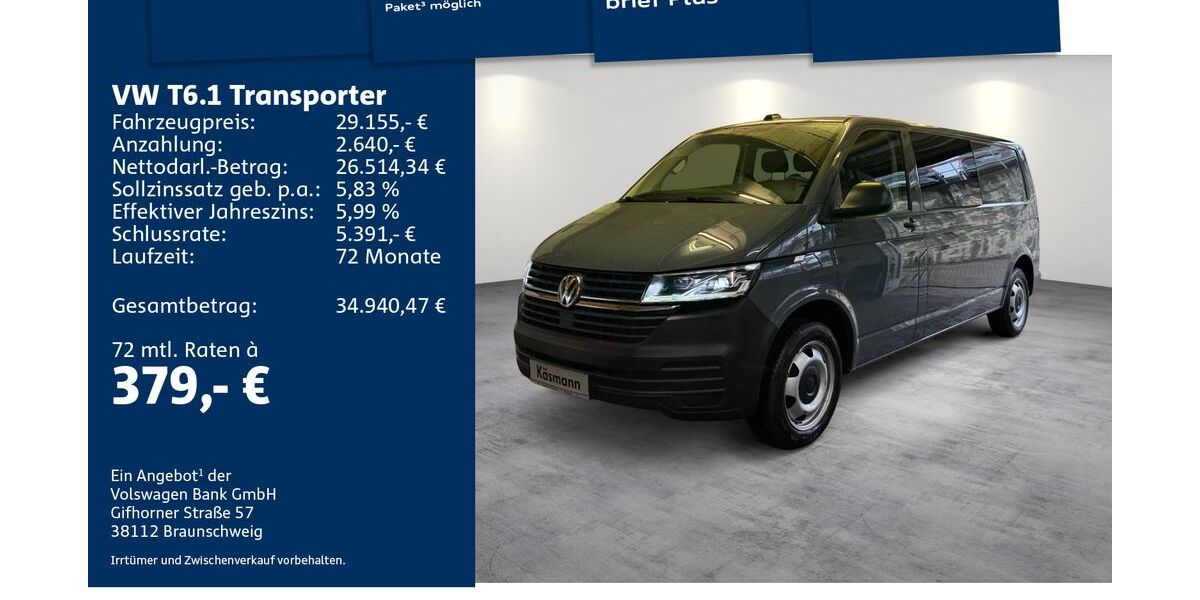 VW T6 Transporter 124.684 km 29.155 &euro; Mosbach 74821
