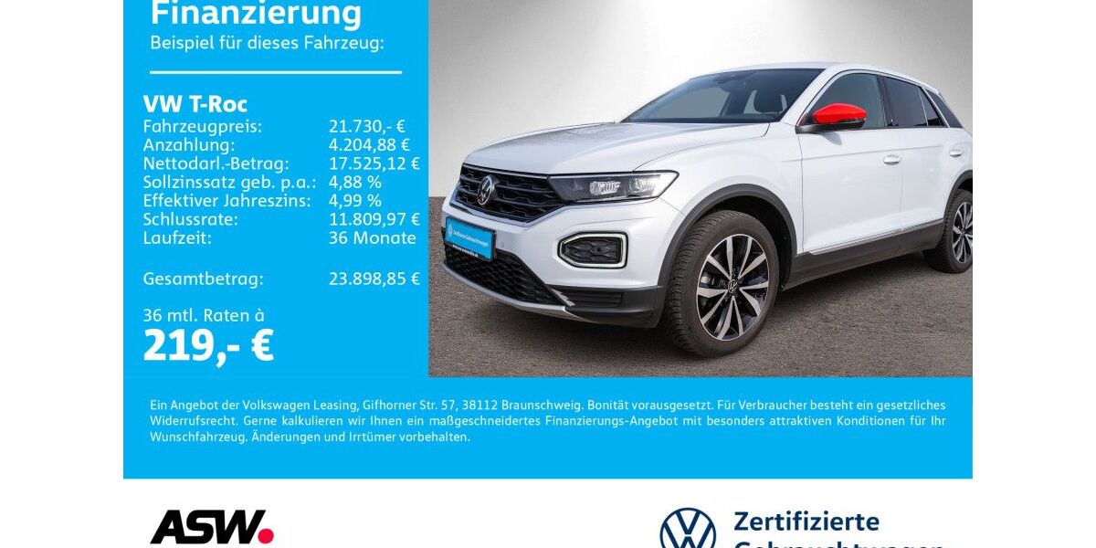 VW T-Roc 39.990 km 21.730 &euro; Bad Rappenau 74906