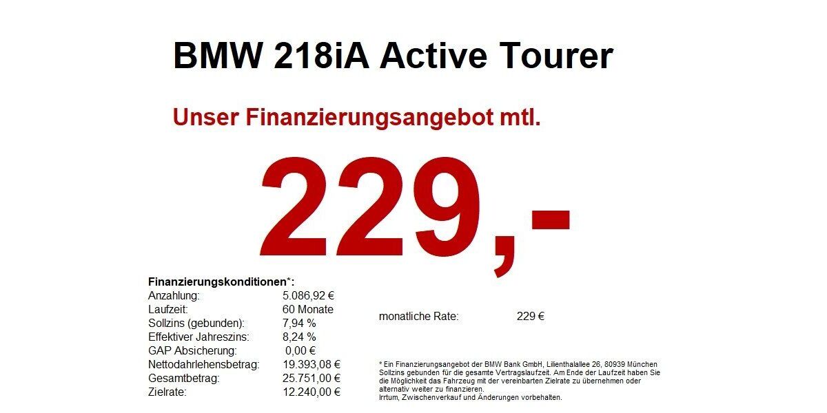 BMW 218 Active Tourer 26.730 km 24.290 &euro; Heilbronn 74076