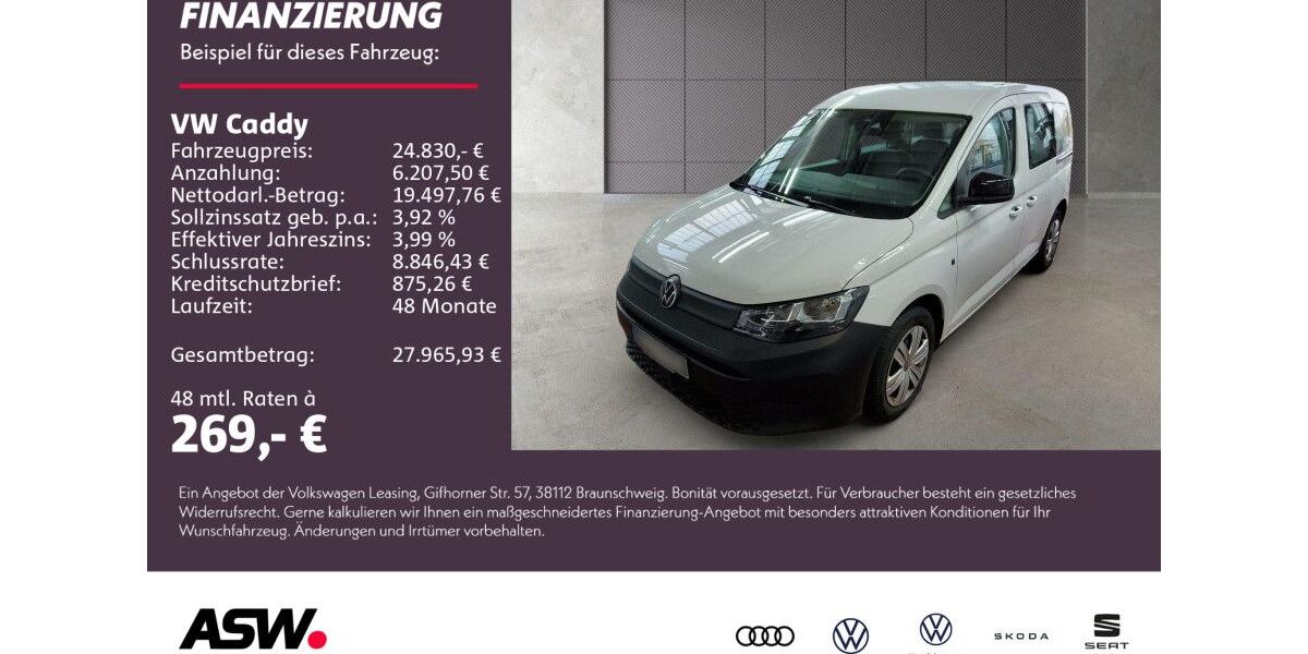 VW Caddy 32.500 km 24.830 &euro; Sinsheim 74889