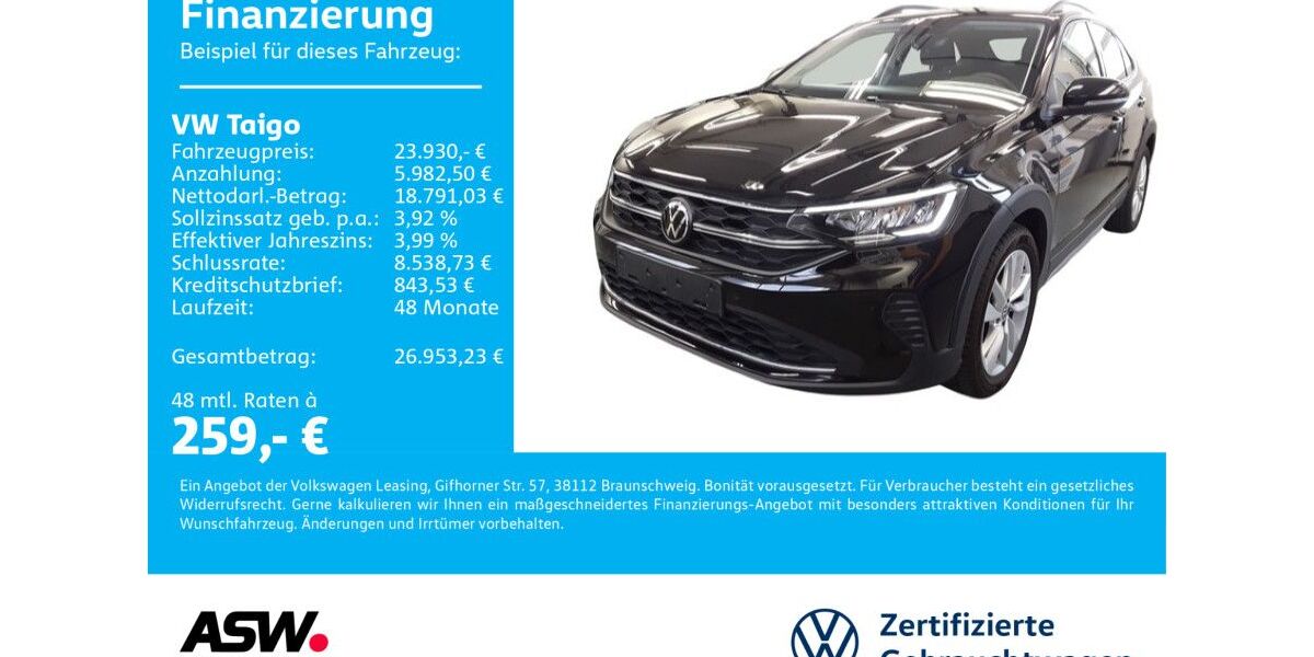 VW Taigo 6.990 km 23.930 &euro; Sinsheim 74889